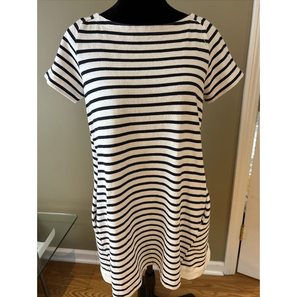Sacai Dixie Striped Cotton Dress Black White Size 3 US L trapeze pockets